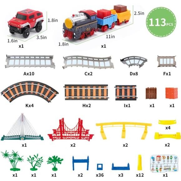 Electric Toddler Train Set Toy, Battery Powered Railway Train Track Toy Playset - Picture 13 of 14